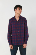 Camisa unicolor manga larga a cuadros en algodón