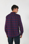 Camisa unicolor manga larga a cuadros en algodón