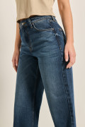 Jean 90´S azul oscuro tiro alto con bolsillos y bota recta