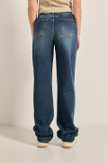 Jean 90´S azul oscuro tiro alto con bolsillos y bota recta