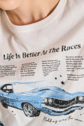 Camiseta unicolor cuello redondo con diseños racer