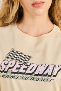 Camiseta oversize crop top unicolor con diseño racer