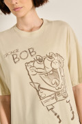 Camiseta kaki oversize manga corta con diseño de Bob Esponja