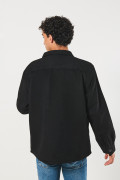 Sobrecamisa unicolor en paño con cuello trucker y bolsillos