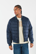 Chaqueta unicolor bomber acolchada con acabados en rib
