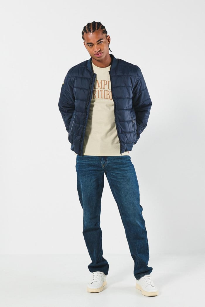Chaqueta unicolor bomber acolchada con acabados en rib