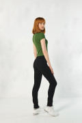 Jean jegging ajustado negro con tiro alto y bolsillos