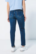Jean mom bota recta azul oscuro con tiro súper alto
