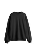Buzo negro oversize perchado con cuello redondo