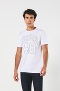 Camiseta college de Michigan crema con manga corta