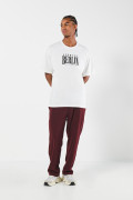 Camiseta college crema clara oversize con manga corta