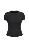 Camiseta unicolor ajustada en rib con cuello redondo