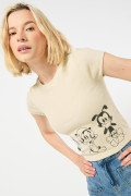 Camiseta kaki en rib cuello redondo con arte de Animaniacs