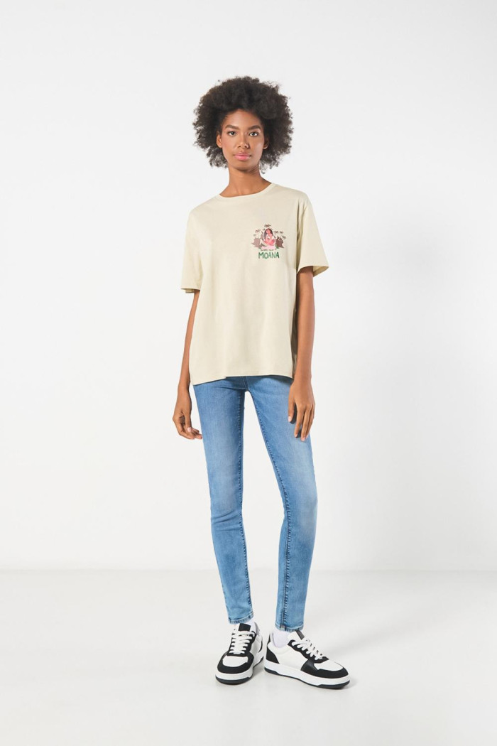 Camiseta kaki en algodón manga corta con diseño de Moana