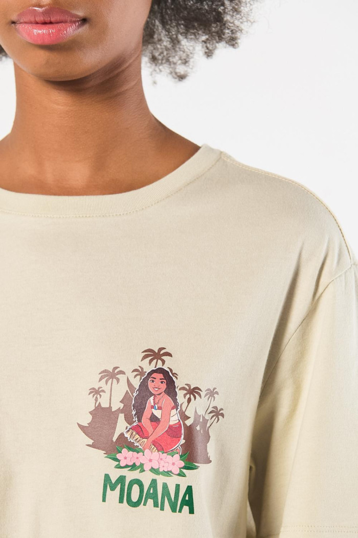 Camiseta kaki en algodón manga corta con diseño de Moana