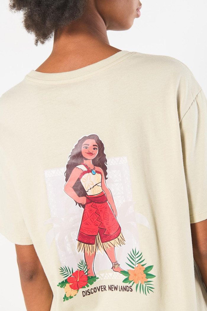 Camiseta kaki en algodón manga corta con diseño de Moana