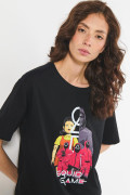 Camiseta de Squid Game negra con cuello redondo