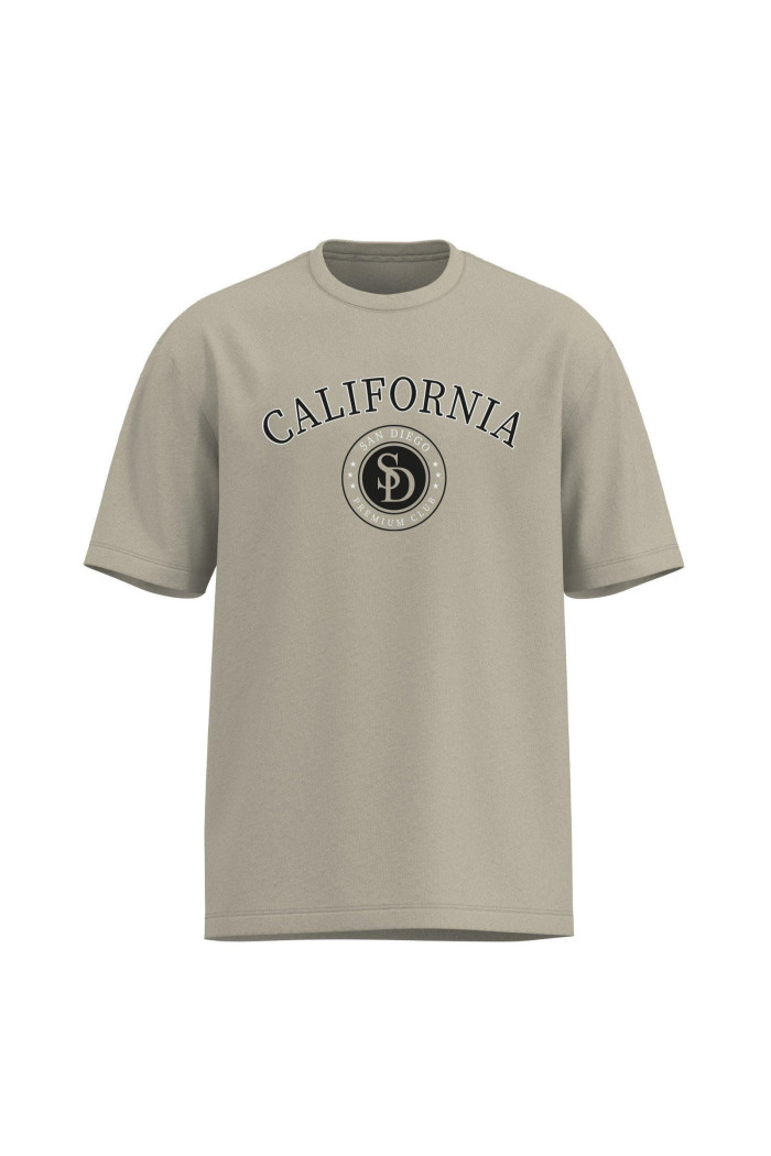 Camiseta unicolor college en algodón con manga corta