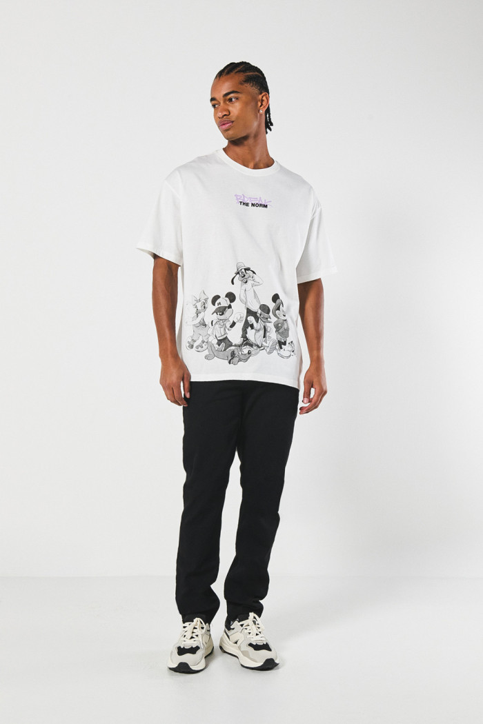Camiseta oversize crema cuello redondo de Mickey and Friends