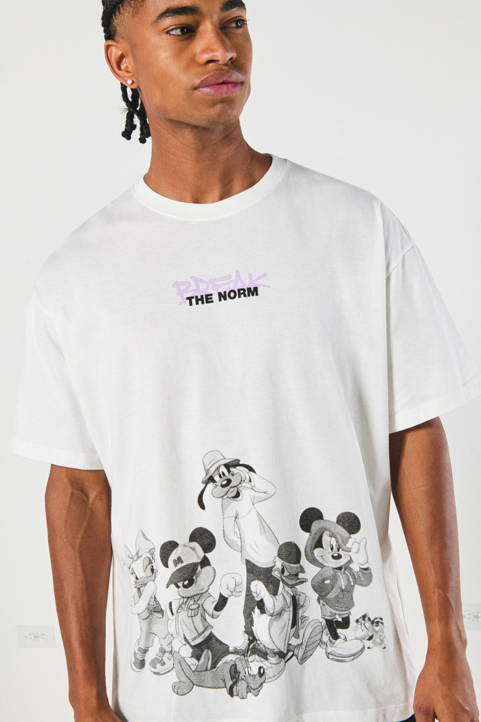 Camiseta oversize crema cuello redondo de Mickey and Friends