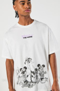 Camiseta oversize crema cuello redondo de Mickey and Friends