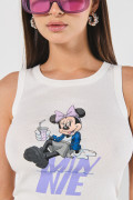 Camiseta manga sisa crema clara con diseño de Minnie