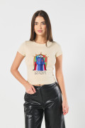 Camiseta kaki clara en rib manga corta de la Reina Malvada