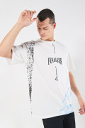 Camiseta crema clara oversize estampada con manga corta