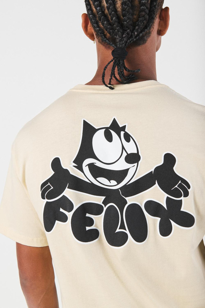 Camiseta de Félix el Gato kaki clara con cuello redondo