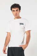 Camiseta crema clara cuello redondo con arte de Yale