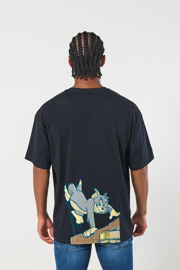 Camiseta azul oversize manga corta de Tom y Jerry