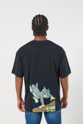 Camiseta azul oversize manga corta de Tom y Jerry