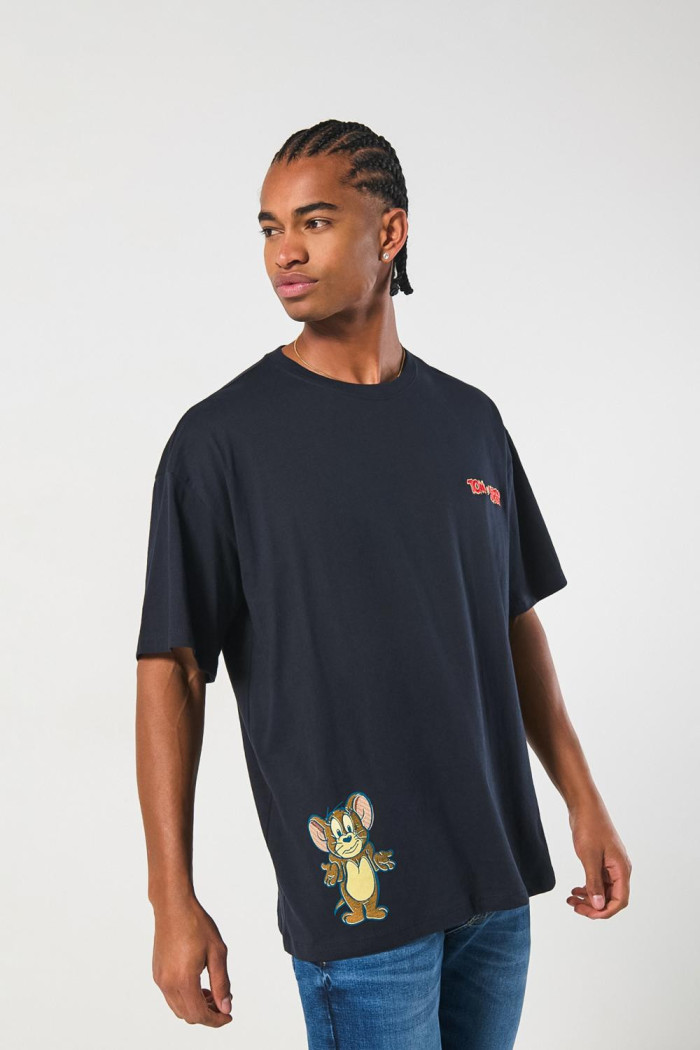Camiseta azul oversize manga corta de Tom y Jerry