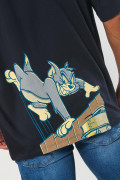 Camiseta azul oversize manga corta de Tom y Jerry