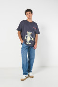 Camiseta de Tom y Jerry gris oversize manga corta