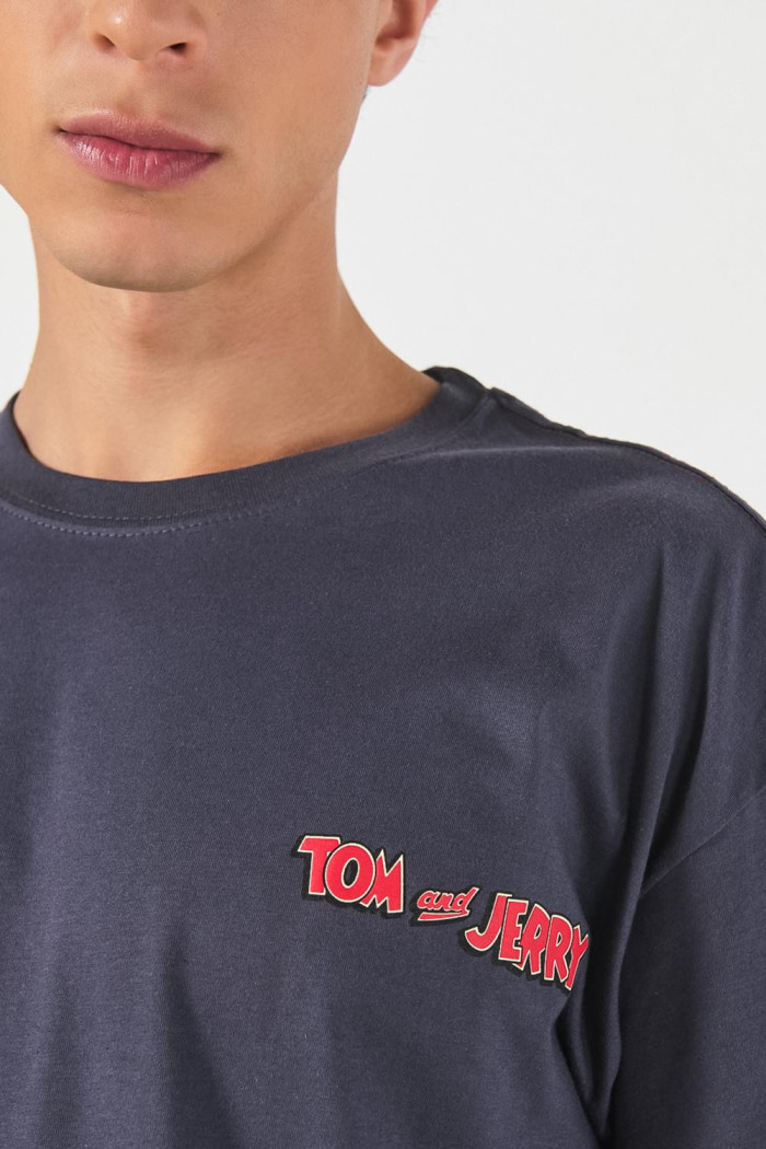 Camiseta de Tom y Jerry gris oversize manga corta