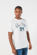 Camiseta crema manga corta con arte de Las Vegas