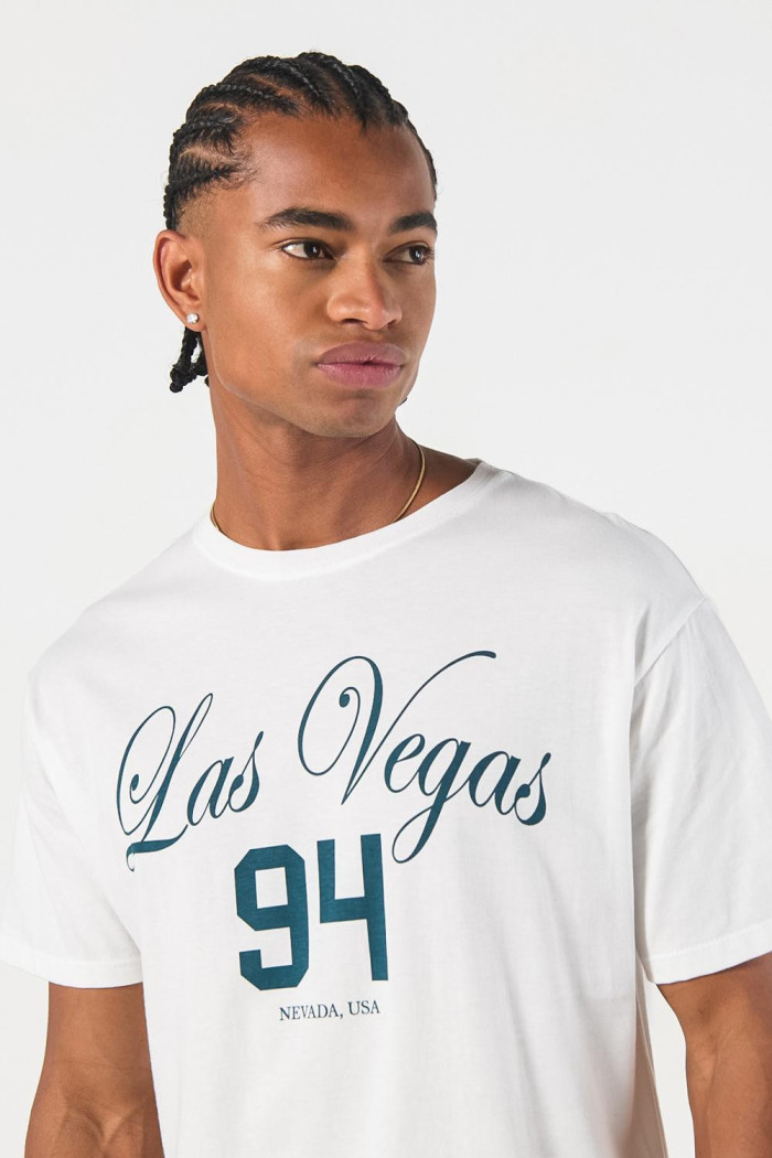 Camiseta crema manga corta con arte de Las Vegas