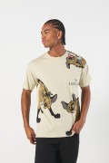 Camiseta cuello redondo kaki con arte del Rey León