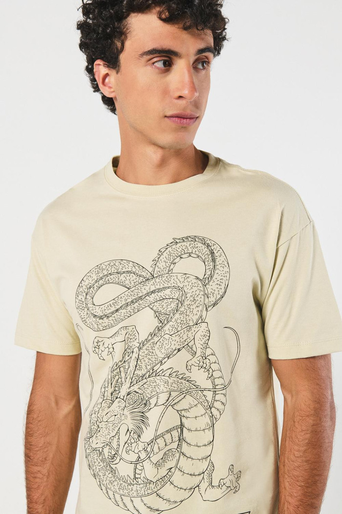 Camiseta kaki cuello redondo con estampado de Dragon Ball Z