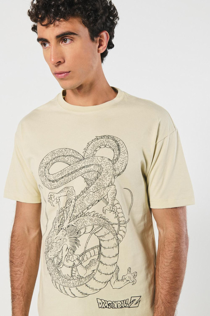 Camiseta kaki cuello redondo con estampado de Dragon Ball Z