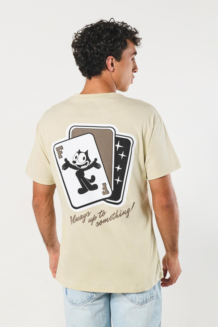 Camiseta de Félix el Gato kaki con cuello redondo