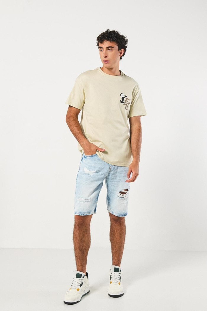 Camiseta de Félix el Gato kaki con cuello redondo