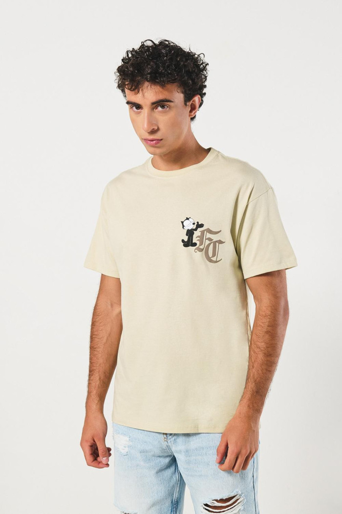 Camiseta de Félix el Gato kaki con cuello redondo