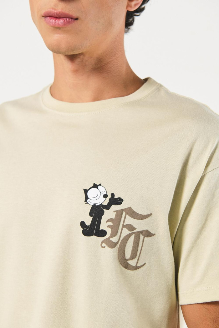 Camiseta de Félix el Gato kaki con cuello redondo