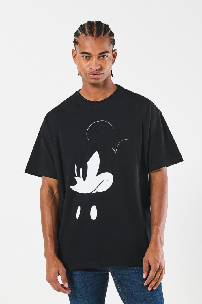 Camiseta oversize manga corta negra de Mickey