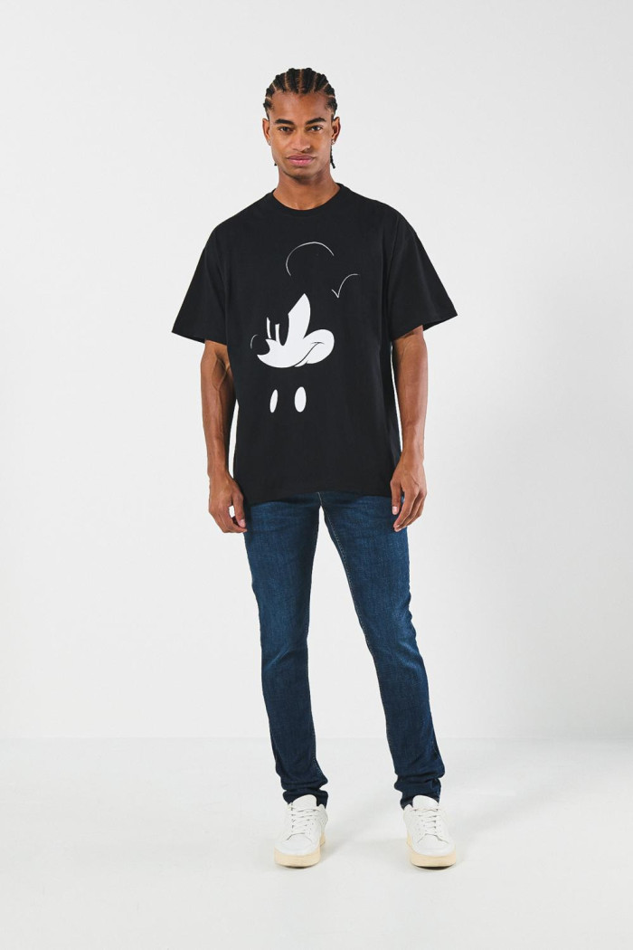 Camiseta oversize manga corta negra de Mickey