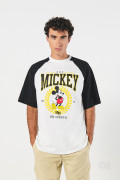 Camiseta oversize crema manga ranglan de Mickey