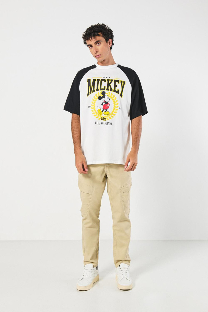 Camiseta oversize crema manga ranglan de Mickey
