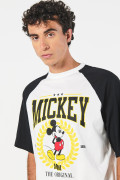 Camiseta oversize crema manga ranglan de Mickey